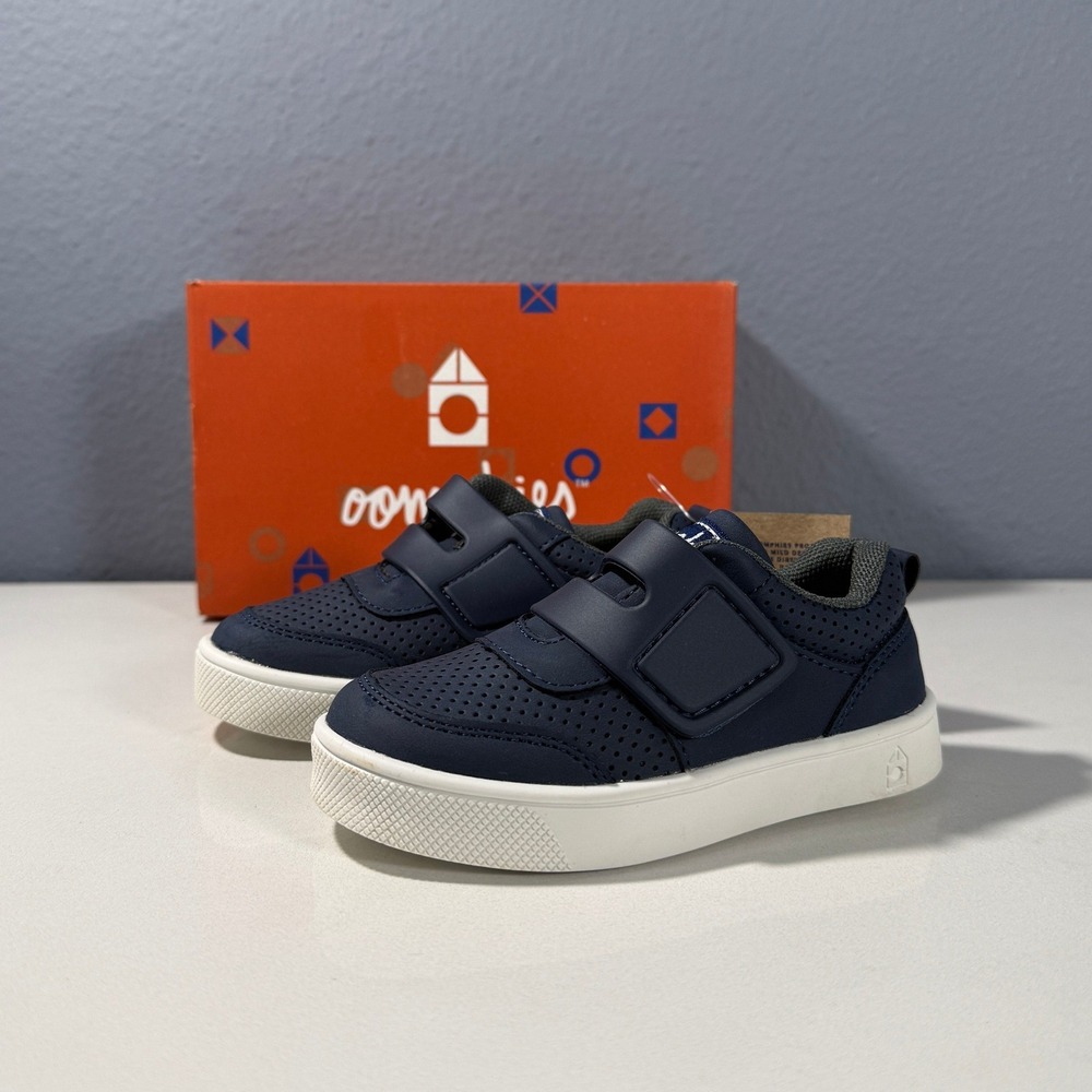 oomphies Navy Blue Kids Sneakers with White Soles